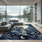 Majestic Tiger Moonlit Night Foliage Rug