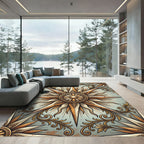 Golden Sunburst Baroque Scroll Rug