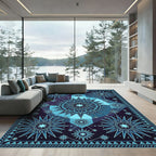 Celestial Blue Sunburst Geometric Rug