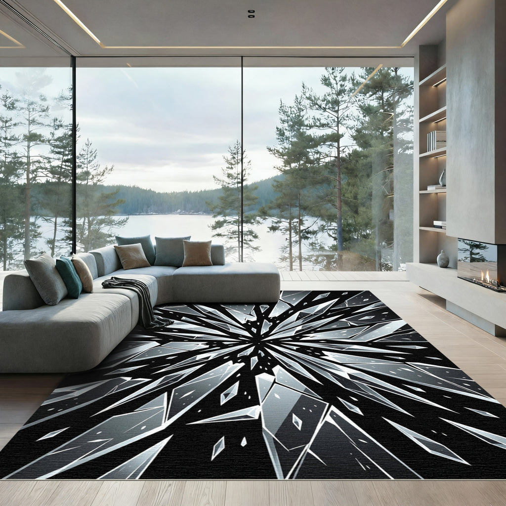 Shattered Ice Crystal Burst Rug