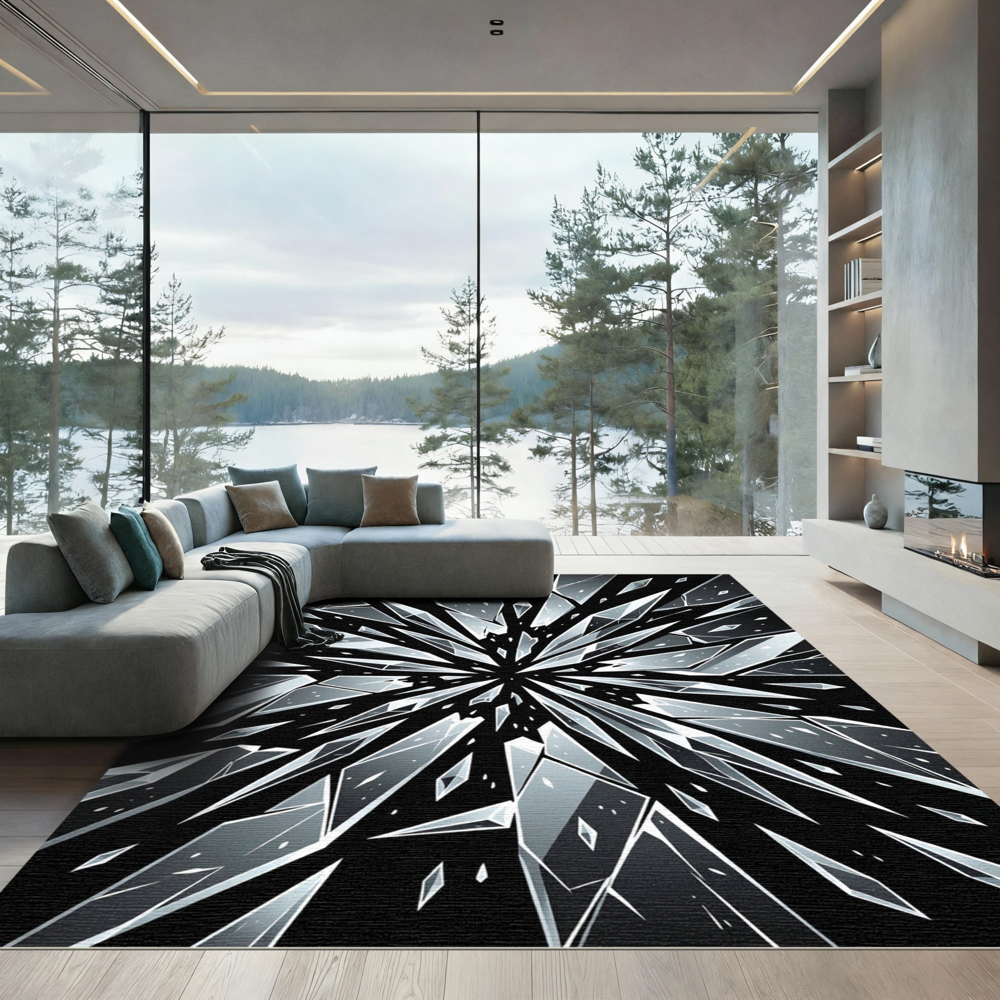 Shattered Ice Crystal Burst Rug