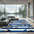 Coastal Blue Stripe Beach Hut Rug