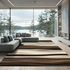 Earthy Tones Abstract Wood Beach Waves Rug