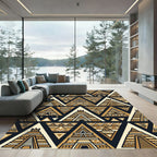 Gold Black Tribal Pyramid Pattern Rug