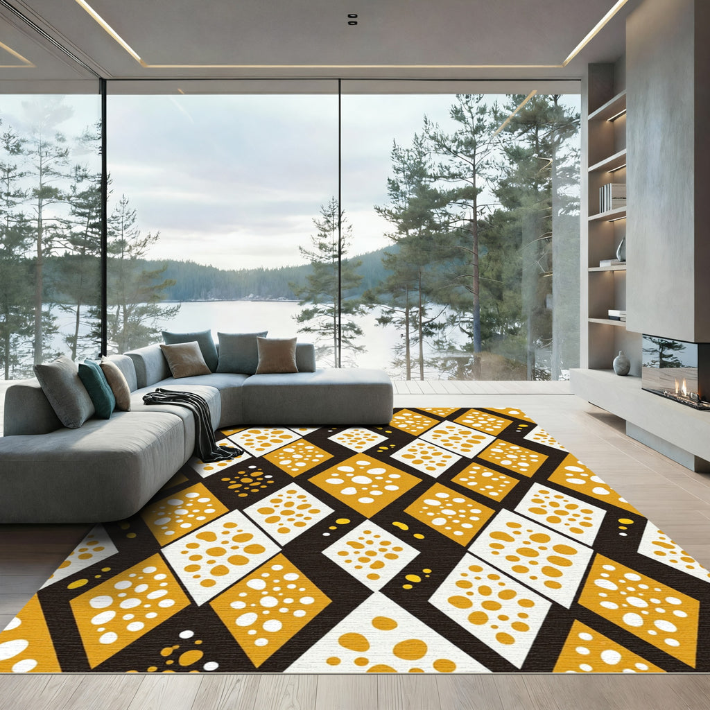 Golden Ochre Diamond Spot Arrangement Rug