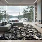 Monochromatic Floral Vine Arrangement Rug