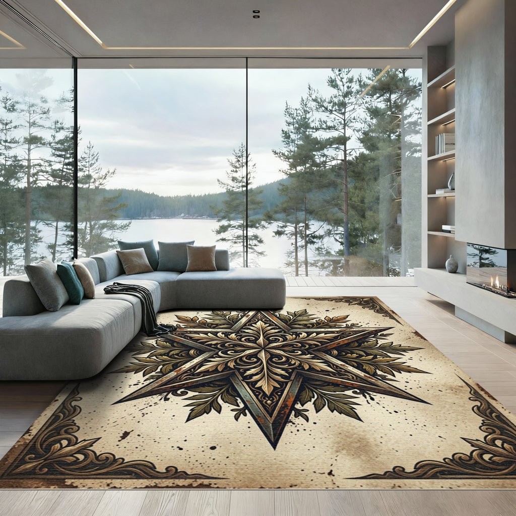 Vintage Ornate Bronze Star Filigree Rug