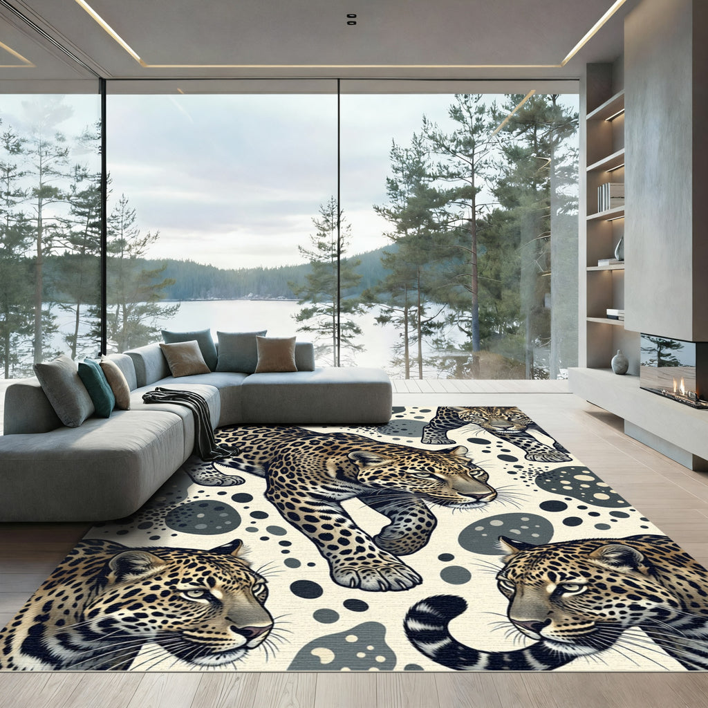 Sophisticated Spotted Leopard Cream Animal Rug