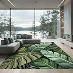 Tropical Green Leaf Abstraction Rug