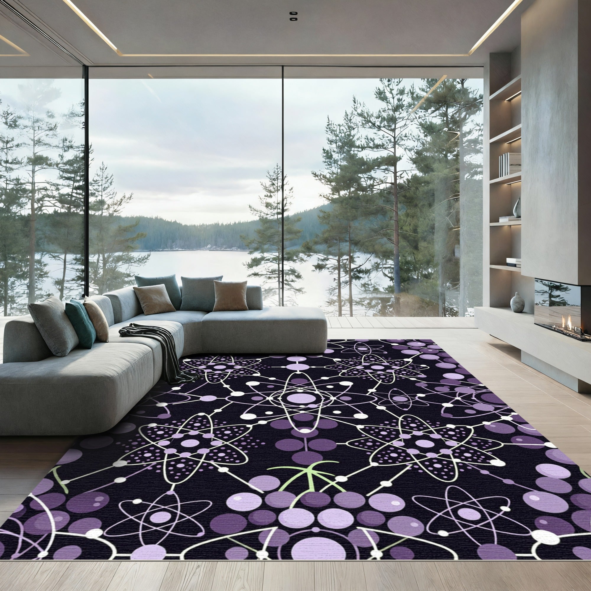 Violet Atom Starburst Network Rug