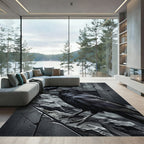 Dark Raven Duo Monochrome Composition Rug