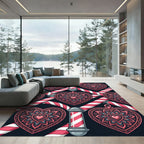 Crimson Heart Mandala Barber Pole Rug