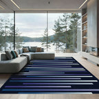 Deep Blue Gradient Stripe Rug