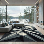 Monochrome Geometric Faceted Star Rug
