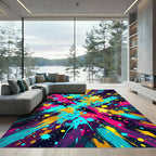 Vibrant Multicolored Abstract Paint Splash Rug
