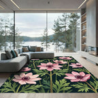Pale Pink Anemone Floral Garden Rug