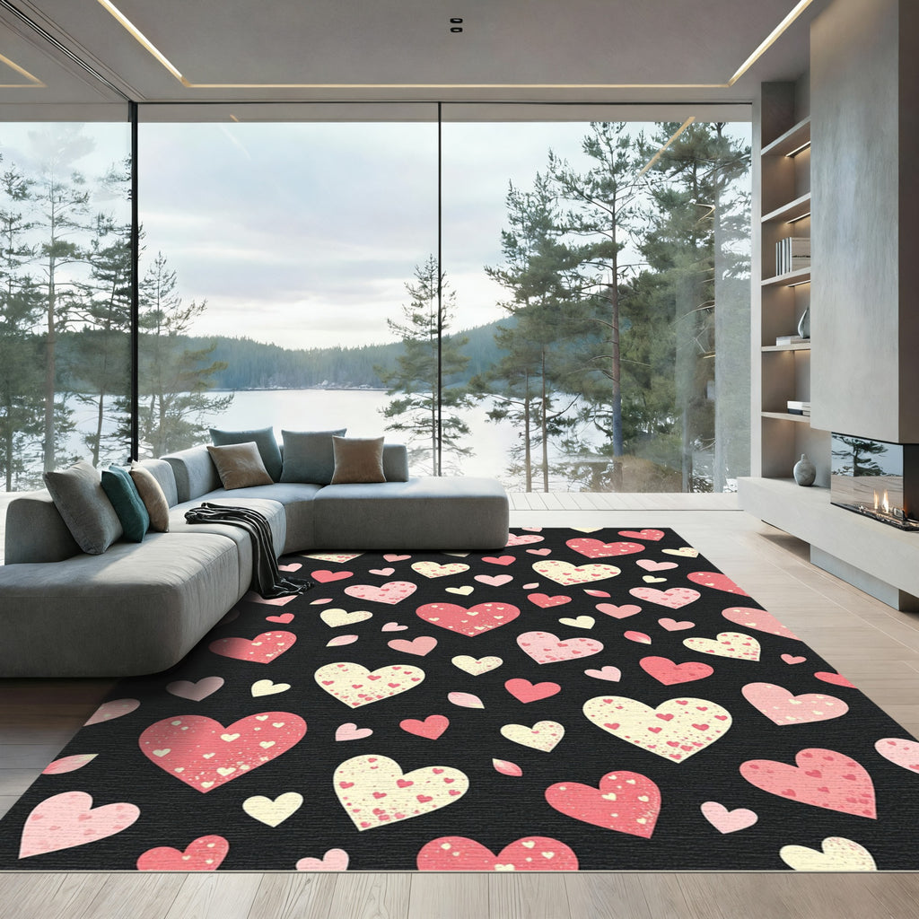 Romantic Blush Pink Valentine Heart Collection Rug