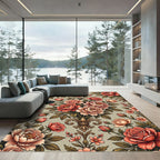 Blush Coral Floral Damask Bouquet Rug