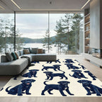Playful Black Labrador Puppy Illustration Rug