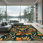 Earthy Autumn Deer Antler Forest Foliage Rug