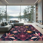 Celestial Sun Feather Geometric Medallion Rug