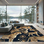 Glamorous Gold Cheetah Black Art Deco Rug