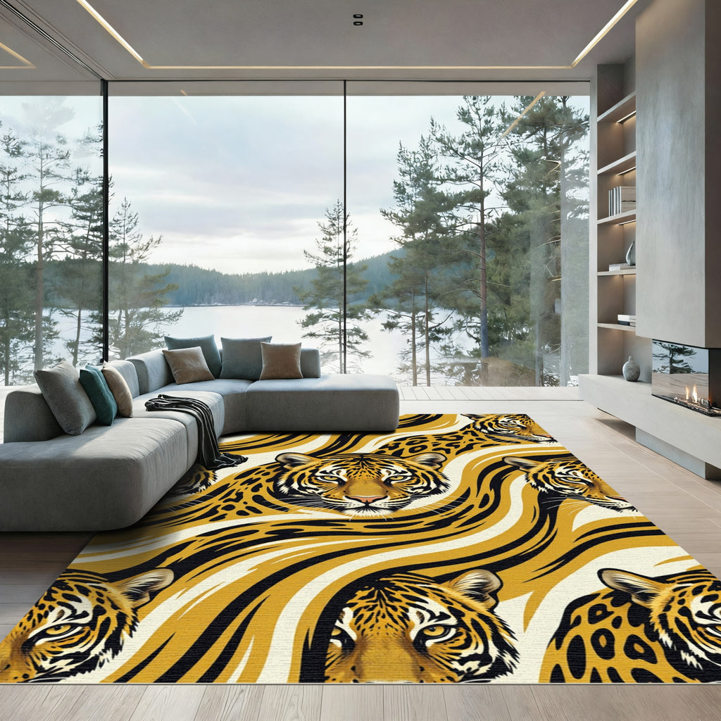 Golden Tiger Abstract Stripe Rug