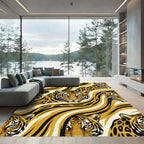 Golden Tiger Abstract Stripe Rug