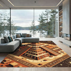 Ancient Terracotta Mayan Step Pyramid Rug