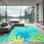 Colorful Coral Reef Aquatic Scene Rug