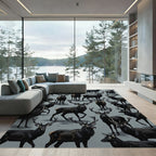 Black Stag Herd Majestic Wildlife Composition Rug
