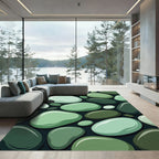 Smooth Jade Pebbles Scattered Arrangement Rug