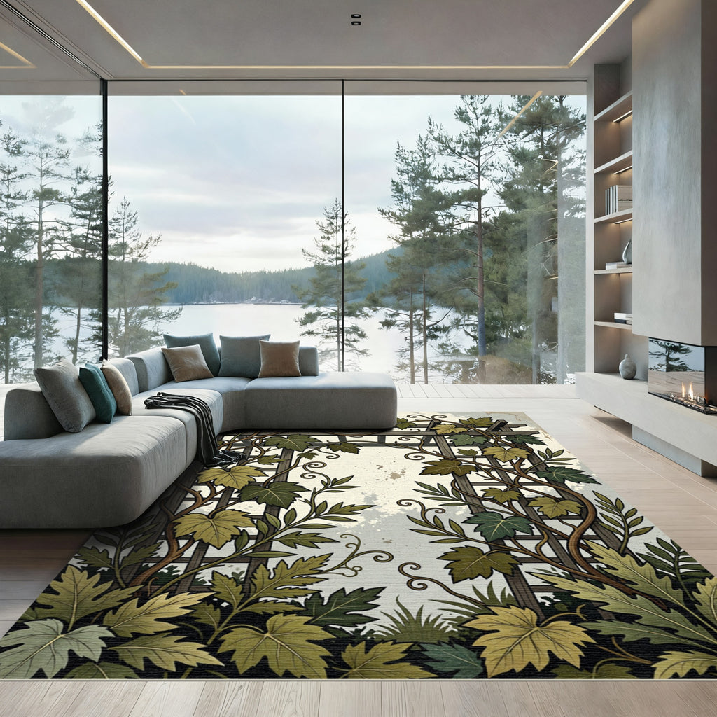Botanical Trellis Garden Leaf Twine Rug