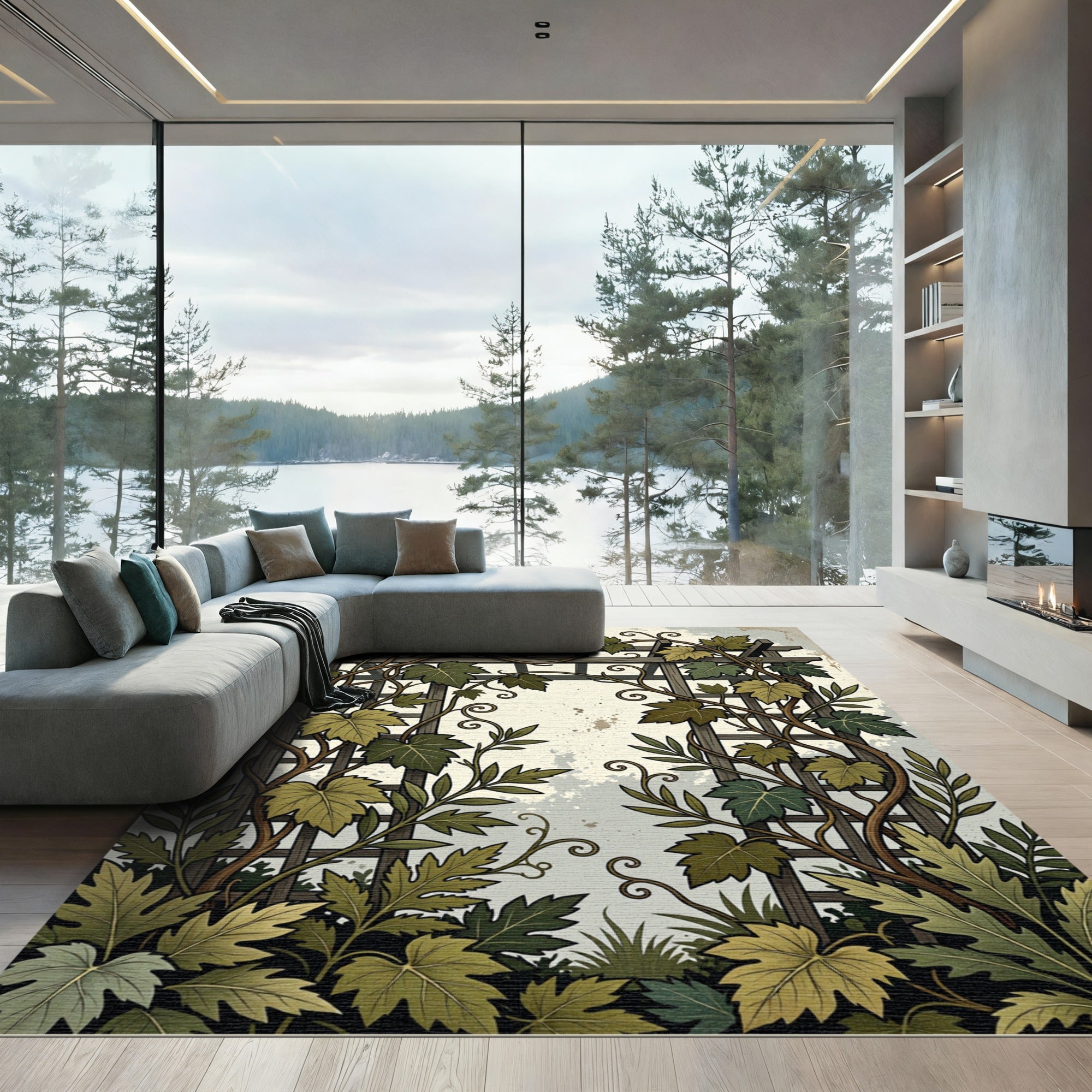Botanical Trellis Garden Leaf Twine Rug