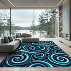 Deep Aqua Swirl Stream Rug