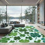 Lucky Four Leaf Clover Botanical Meadow Rug