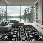 Silver Geometric Starburst Tribal Rug