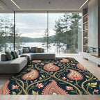 Elegant Pink Paisley Floral Vine Rug