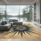 Earthy Green Thistle Compass Star Medallion Rug