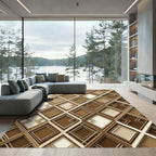 Modern Bronze Geometric Diamond Layered Rug