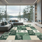Green Contemporary Eucalyptus Leaf Arrangement Rug
