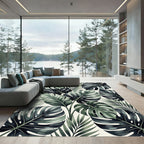 Deep Green Tropical Foliage Lush Rug