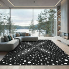 Modern Black White Dot Burst Rug