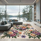 Elegant Pastel Rose and Peony Bouquet Rug