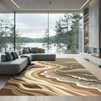 Earthy Swirling Abstract Water Design Rug