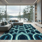 Deep Teal Archway Layered Composition Rug