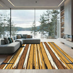 Rustic Earthy Tone Vertical Plank Striped Rug