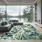 Eucalyptus Leaves Watercolor Botanical Design Rug