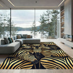 Bold Zebra Herd Black Gold Rug