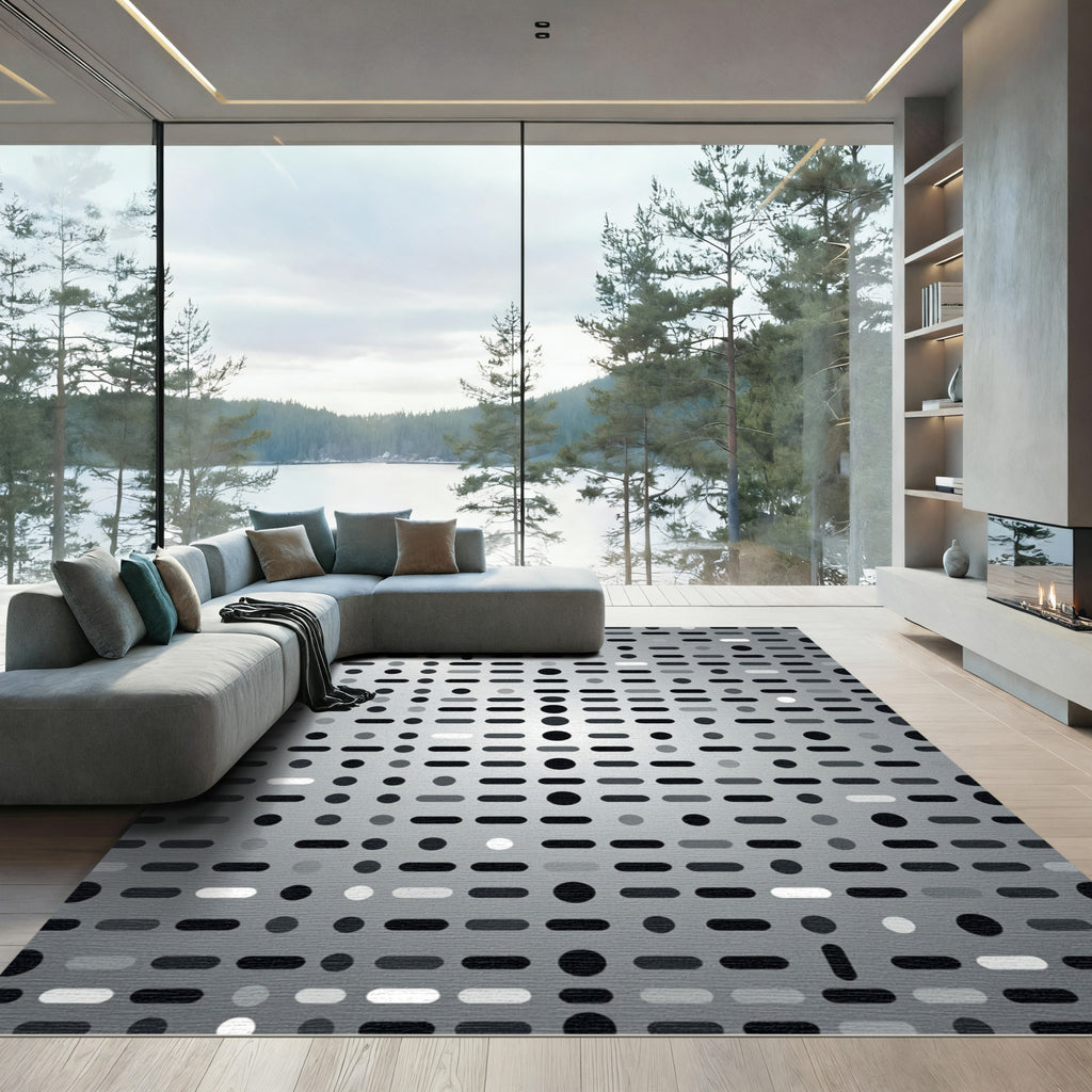 Monochromatic Dot Dash Geometric Rug